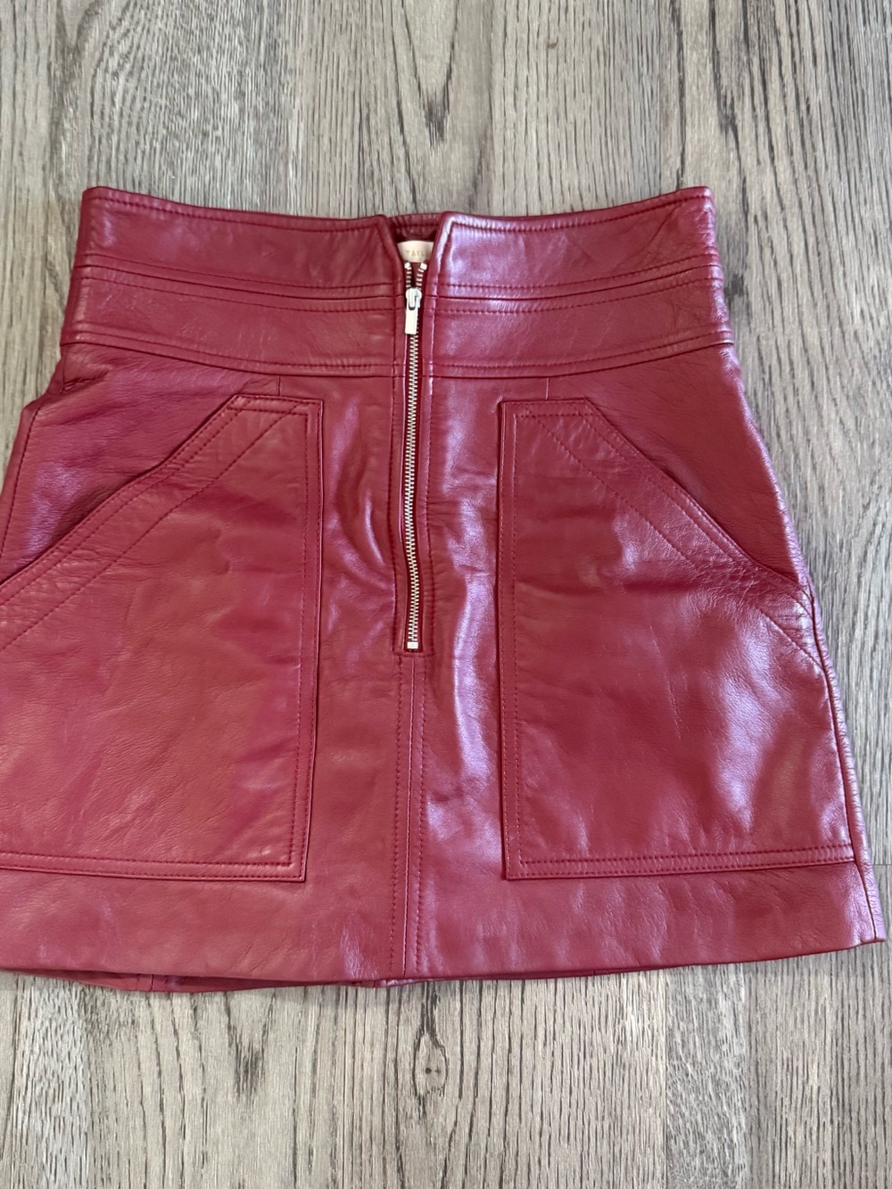 NWOT Rebecca Taylor Red Leather Skirt